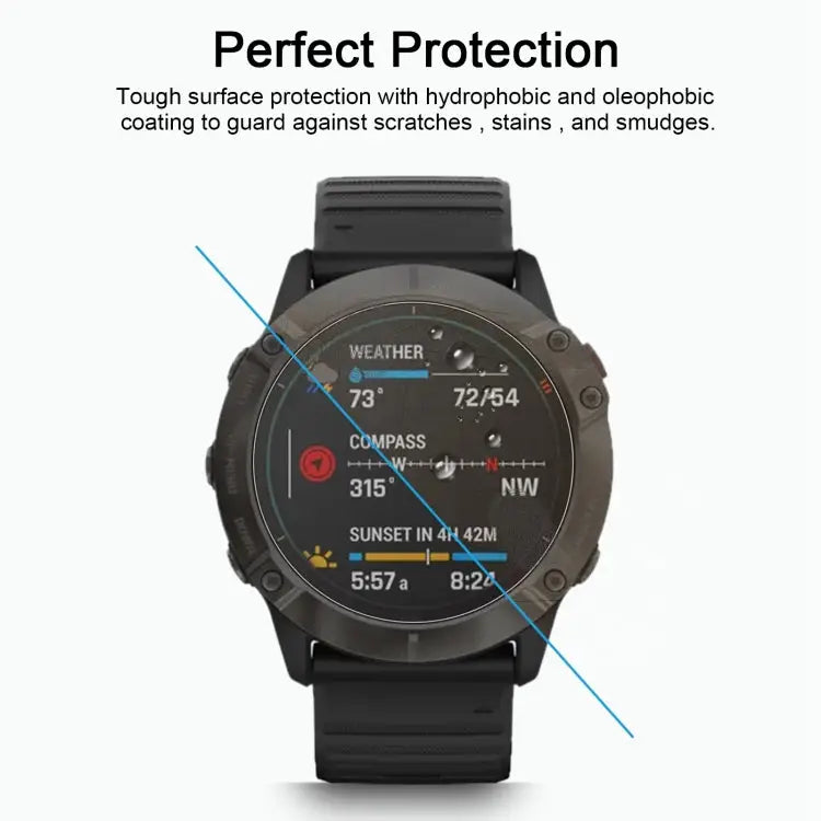 For Garmin Fenix 6X Pro 0.26mm 2.5D 9H Tempered Glass Film Screen Protector For Garmin Fenix 6X Pro - For Garmin Fenix