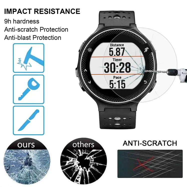 For Garmin Forerunner 235 0.26mm 2.5D 9H Tempered Glass Film Screen Protector For Garmin Forerunner 235 - For Garmin