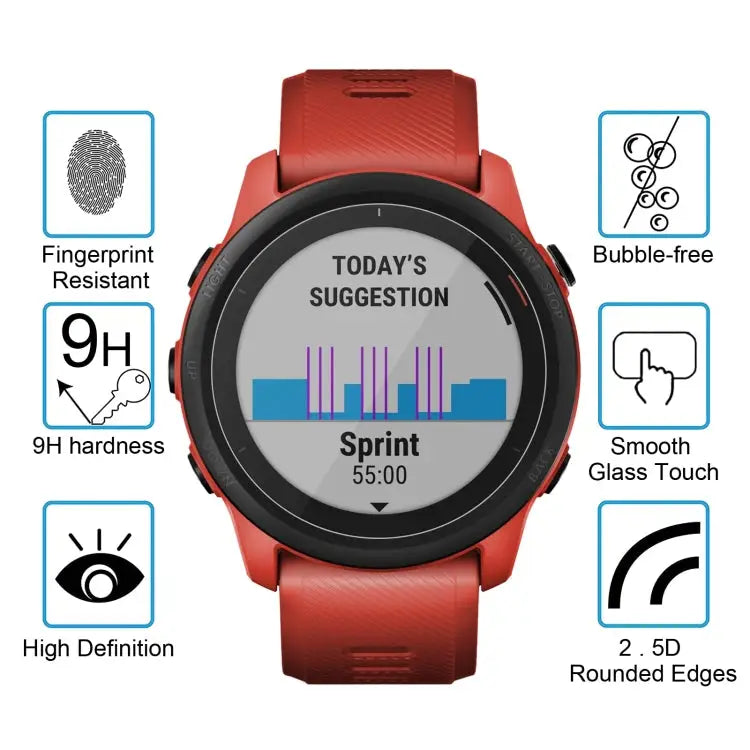 For Garmin Forerunner 745 0.26mm 2.5D 9H Tempered Glass Film Screen Protector For Garmin Forerunner 745 - For Garmin