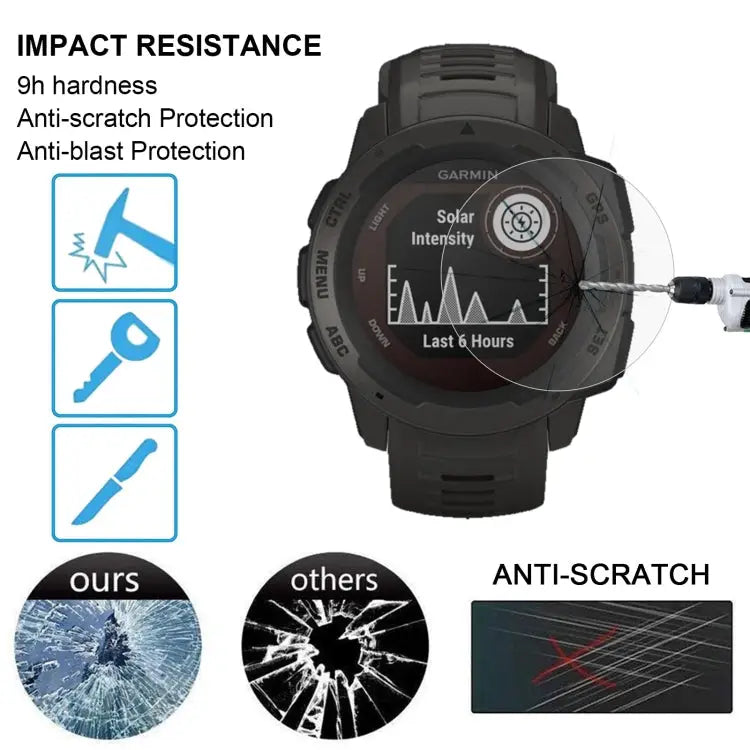 For Garmin Instinct 0.26mm 2.5D 9H Tempered Glass Film Screen Protector For Garmin Instinct - For Garmin Instinct