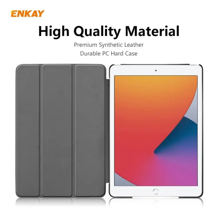 For iPad 10.2 2020 / 2019 ENKAY ENK-8014 PU Leather + Plastic Smart Case with Three-folding Holder - Apple Accessories