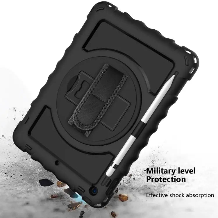 For iPad 10.2 360 Degree Rotating Case with Pencil Holder Kickstand Shockproof Heavy Duty with Shoulder Strap,Hand