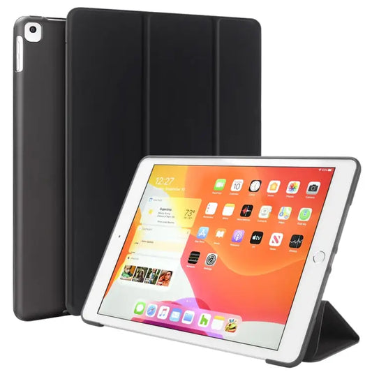 For iPad 10.2 inch 2019 / iPad Pro 10.5 inch Three-folding Surface PU Leather TPU Matte Soft Bottom Case with Holder &