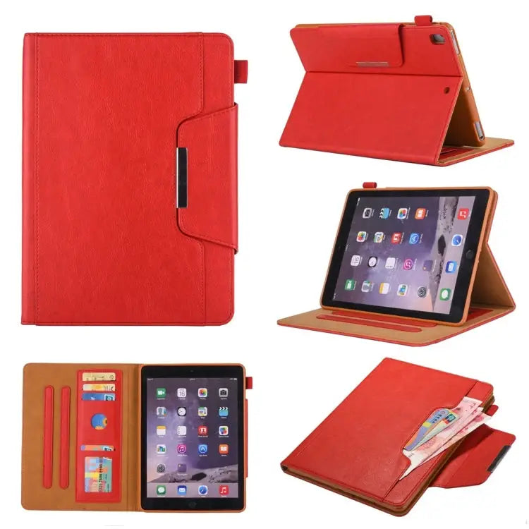 For iPad 10.2 inch Business Style Horizontal Flip Leather Case with Holder & Card Slot & Photo Frame & Wallet - Red