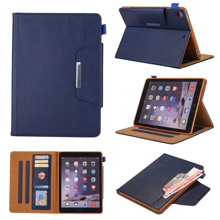 For iPad 10.2 inch Business Style Horizontal Flip Leather Case with Holder & Card Slot & Photo Frame & Wallet - Blue