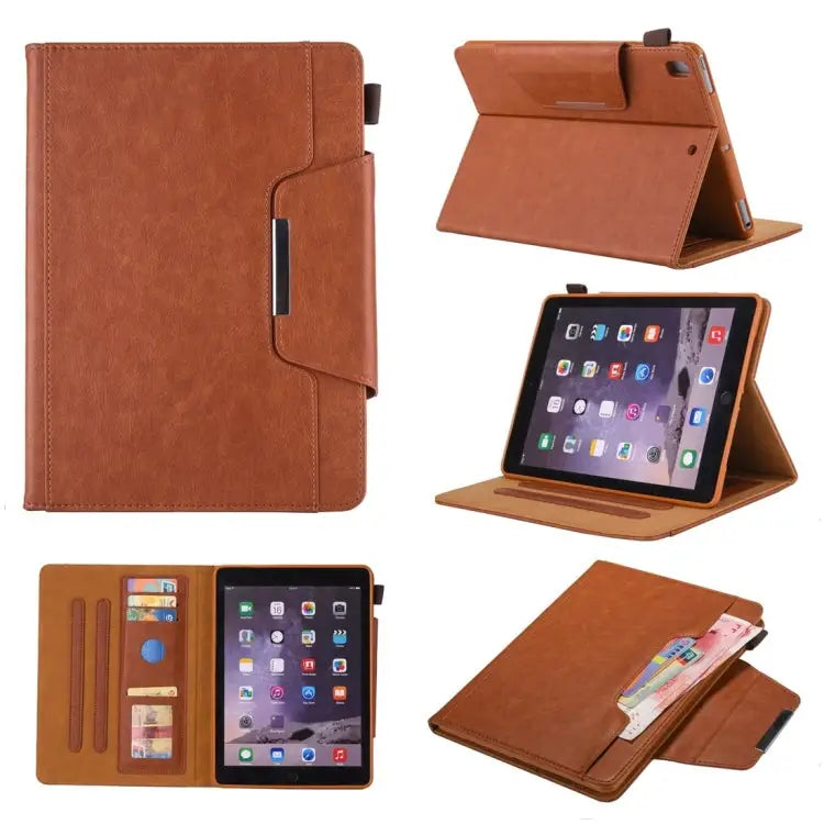 For iPad 10.2 inch Business Style Horizontal Flip Leather Case with Holder & Card Slot & Photo Frame & Wallet - Brown
