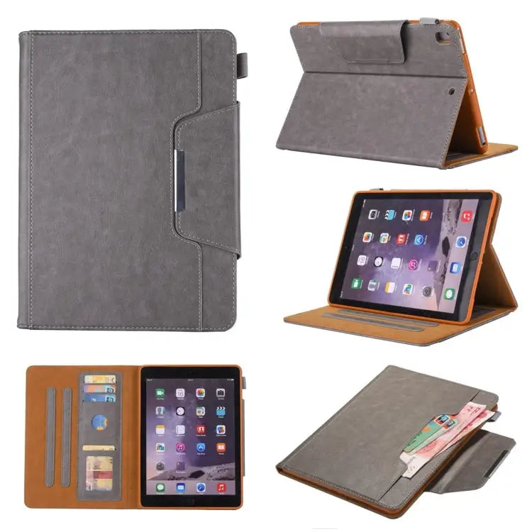 For iPad 10.2 inch Business Style Horizontal Flip Leather Case with Holder & Card Slot & Photo Frame & Wallet - Grey