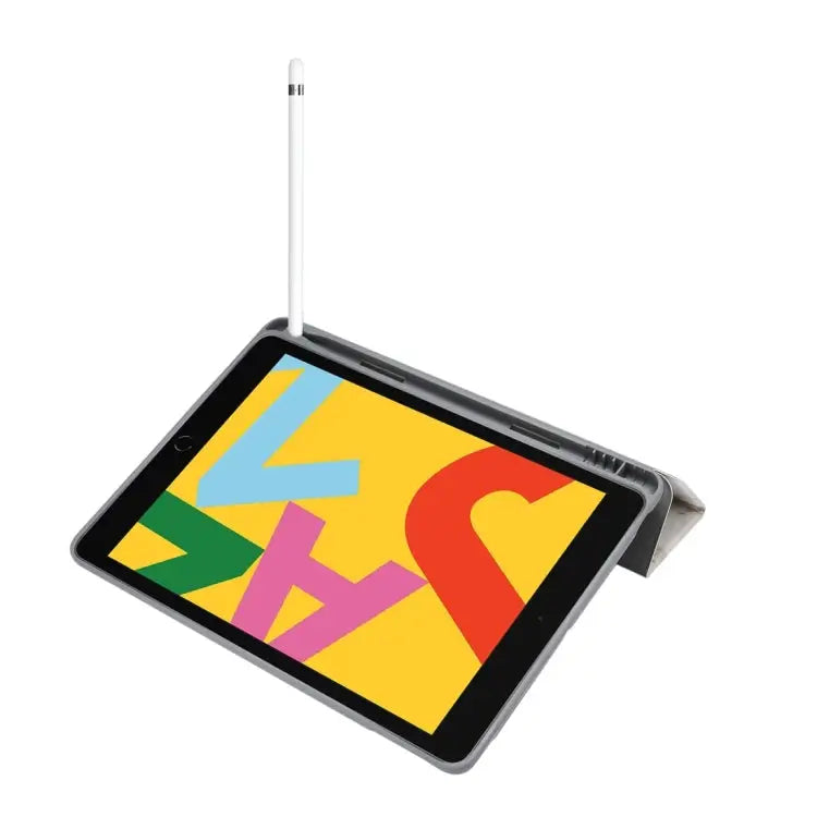 For iPad 10.2 inch Marble Texture Pattern Horizontal Flip Leather Case with Three-folding Holder & Pen Slot & Sleep