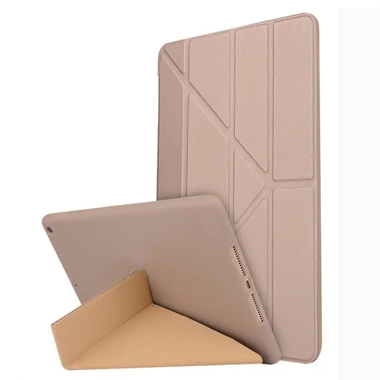 For iPad 10.2 inch TPU Horizontal Deformation Flip Leather Case with Holder - Gold - Apple Accessories