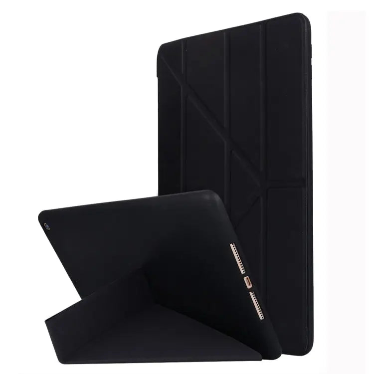 For iPad 10.2 inch TPU Horizontal Deformation Flip Leather Case with Holder - Black - Apple Accessories