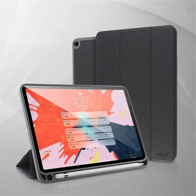 For iPad 10.2 Litchi Texture Horizontal Flip Leather Case with Three-folding Holder & Pen Slot For iPad 10.2 - For iPad