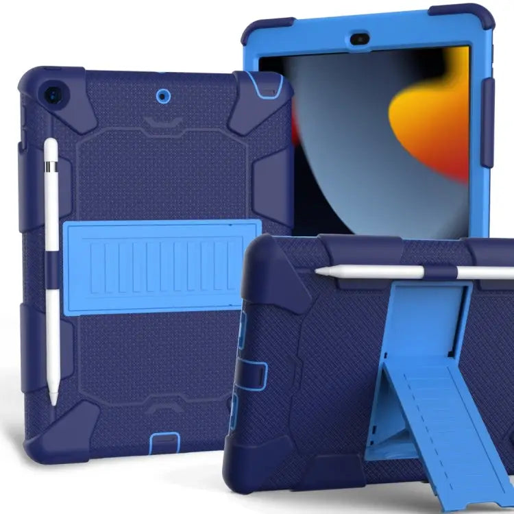 For iPad 10.2 Shockproof Two-Color Silicone Protection Case with Holder & Pen Slot For iPad 10.2 - For iPad 10.2 / Dark