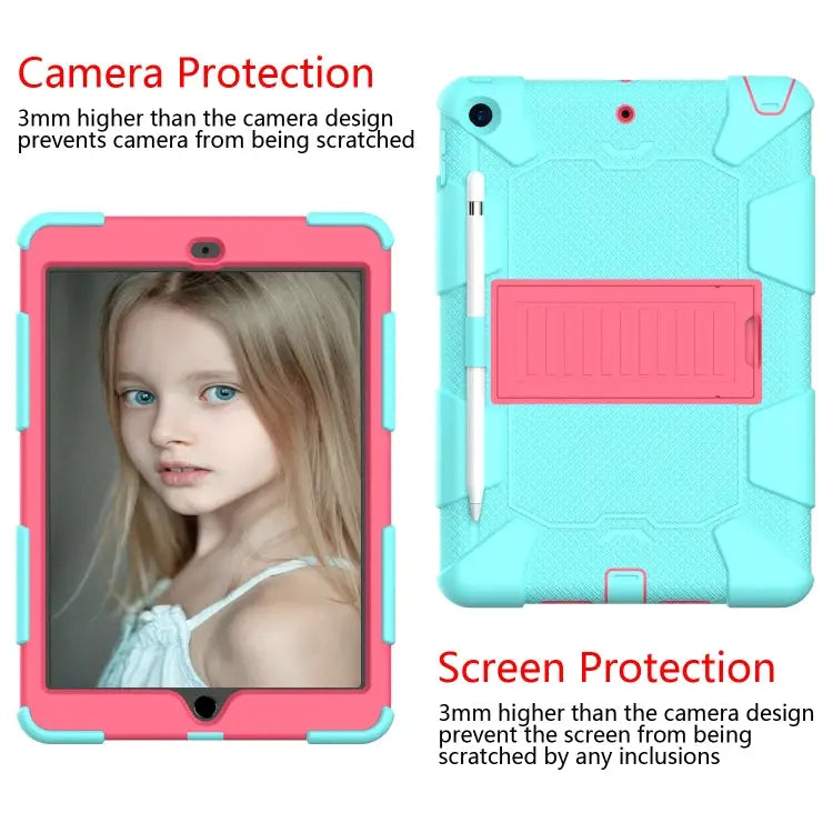 For iPad 10.2 Shockproof Two-Color Silicone Protection Case with Holder & Pen Slot For iPad 10.2 - Apple Accessories