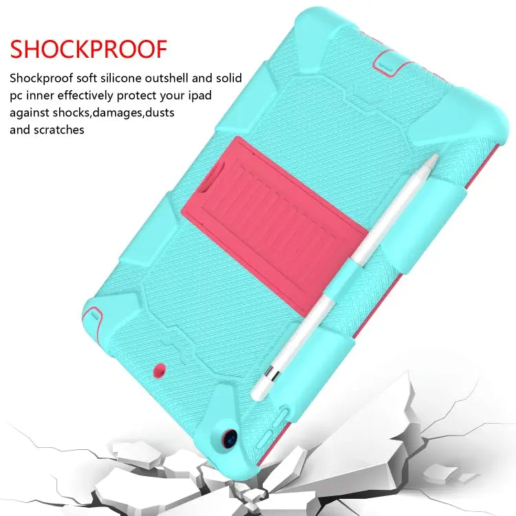 For iPad 10.2 Shockproof Two-Color Silicone Protection Case with Holder & Pen Slot For iPad 10.2 - Apple Accessories