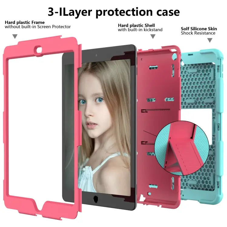 For iPad 10.2 Shockproof Two-Color Silicone Protection Case with Holder & Pen Slot For iPad 10.2 - Apple Accessories