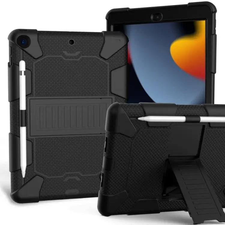 For iPad 10.2 Shockproof Two-Color Silicone Protection Case with Holder & Pen Slot For iPad 10.2 - For iPad 10.2