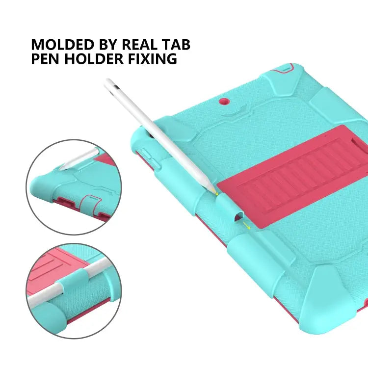 For iPad 10.2 Shockproof Two-Color Silicone Protection Case with Holder & Pen Slot For iPad 10.2 - Apple Accessories