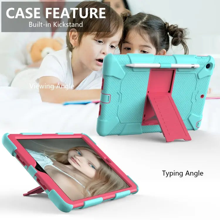 For iPad 10.2 Shockproof Two-Color Silicone Protection Case with Holder & Pen Slot For iPad 10.2 - Apple Accessories