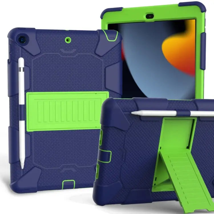 For iPad 10.2 Shockproof Two-Color Silicone Protection Case with Holder & Pen Slot For iPad 10.2 - For iPad 10.2 / Dark
