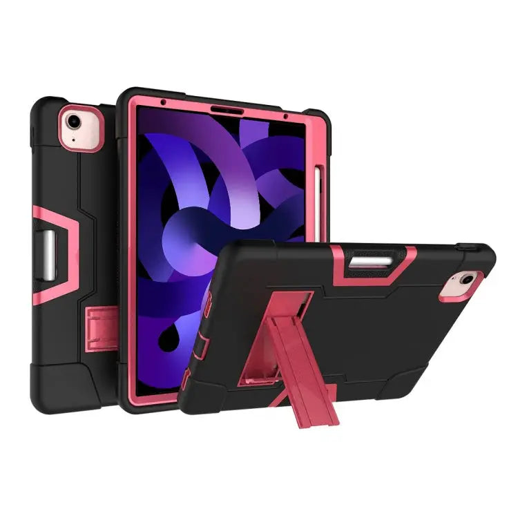 For iPad Air (2020) 10.9 Contrast Color Robot Shockproof Silicon + PC Protective Case with Holder & Pen Slot For iPad