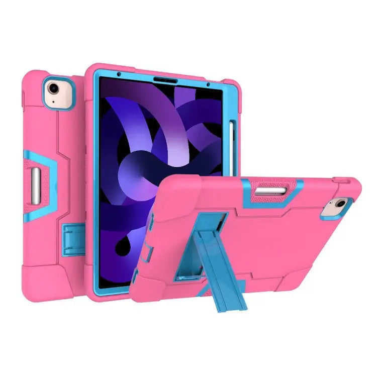For iPad Air (2020) 10.9 Contrast Color Robot Shockproof Silicon + PC Protective Case with Holder & Pen Slot For iPad