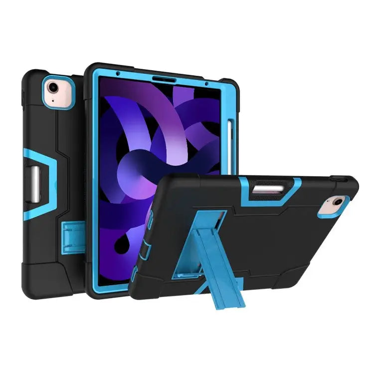 For iPad Air (2020) 10.9 Contrast Color Robot Shockproof Silicon + PC Protective Case with Holder & Pen Slot For iPad