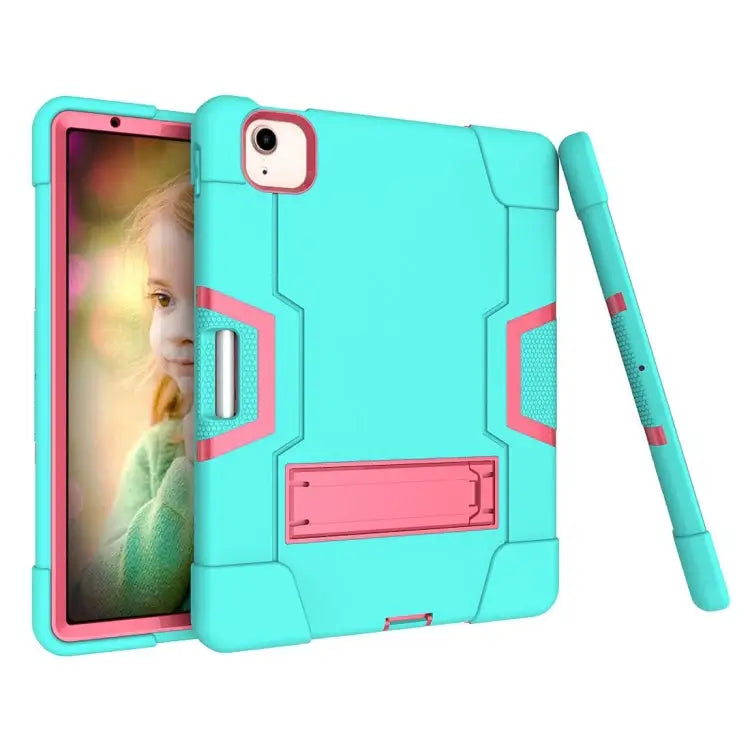 For iPad Air (2020) 10.9 Contrast Color Robot Shockproof Silicon + PC Protective Case with Holder & Pen Slot For iPad