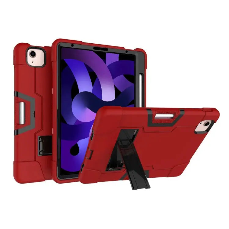 For iPad Air (2020) 10.9 Contrast Color Robot Shockproof Silicon + PC Protective Case with Holder & Pen Slot For iPad