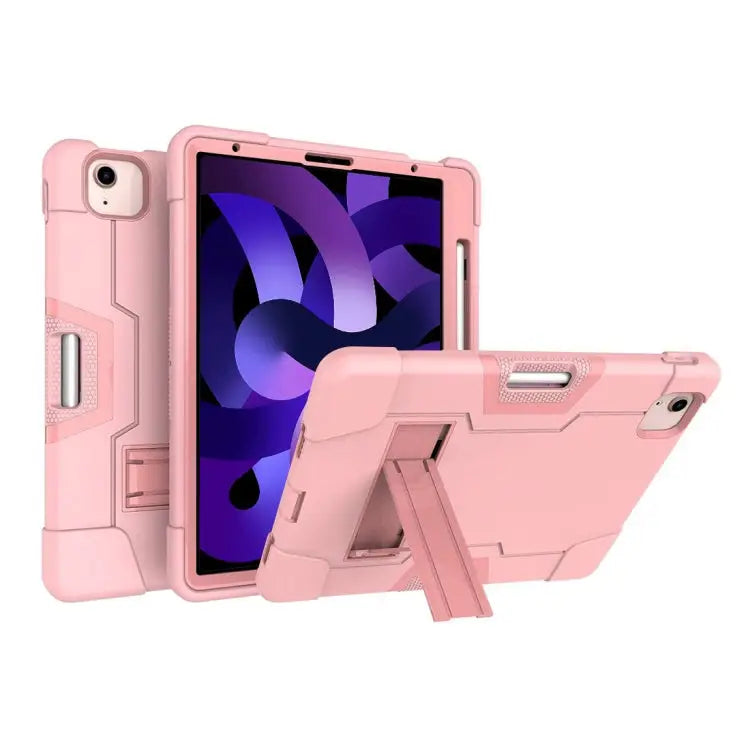 For iPad Air (2020) 10.9 Contrast Color Robot Shockproof Silicon + PC Protective Case with Holder & Pen Slot For iPad