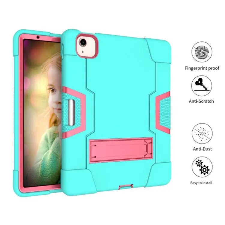 For iPad Air (2020) 10.9 Contrast Color Robot Shockproof Silicon + PC Protective Case with Holder & Pen Slot For iPad