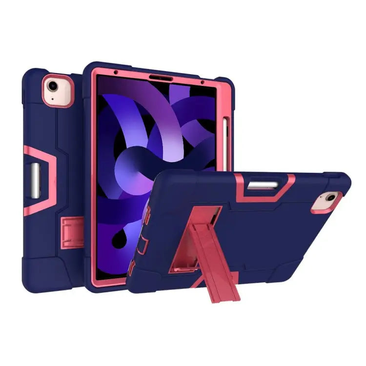 For iPad Air (2020) 10.9 Contrast Color Robot Shockproof Silicon + PC Protective Case with Holder & Pen Slot For iPad