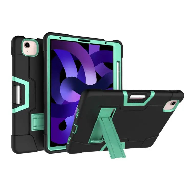 For iPad Air (2020) 10.9 Contrast Color Robot Shockproof Silicon + PC Protective Case with Holder & Pen Slot For iPad