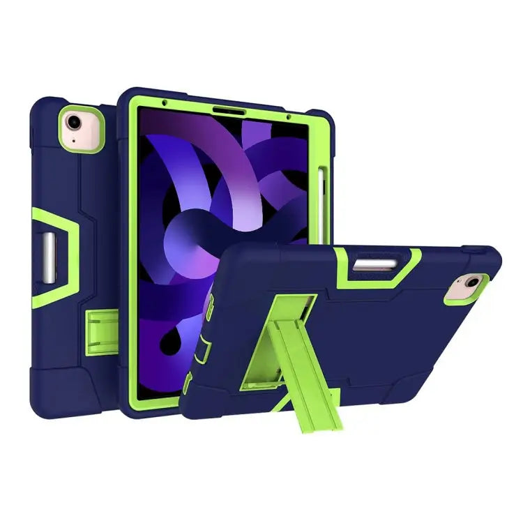 For iPad Air (2020) 10.9 Contrast Color Robot Shockproof Silicon + PC Protective Case with Holder & Pen Slot For iPad