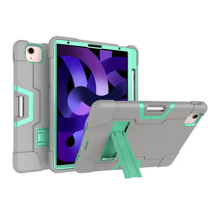 For iPad Air (2020) 10.9 Contrast Color Robot Shockproof Silicon + PC Protective Case with Holder & Pen Slot For iPad