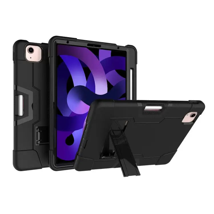 For iPad Air (2020) 10.9 Contrast Color Robot Shockproof Silicon + PC Protective Case with Holder & Pen Slot For iPad