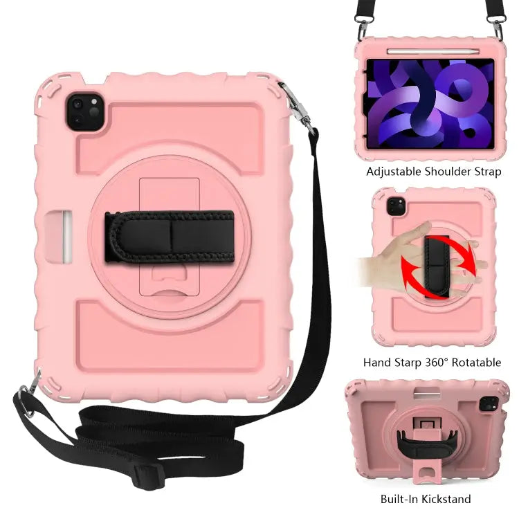 For iPad Air 4 / 10.8 inch (2020) 360 Degree Rotation PC + Silicone Shockproof Combination Case with Holder & Hand Grip