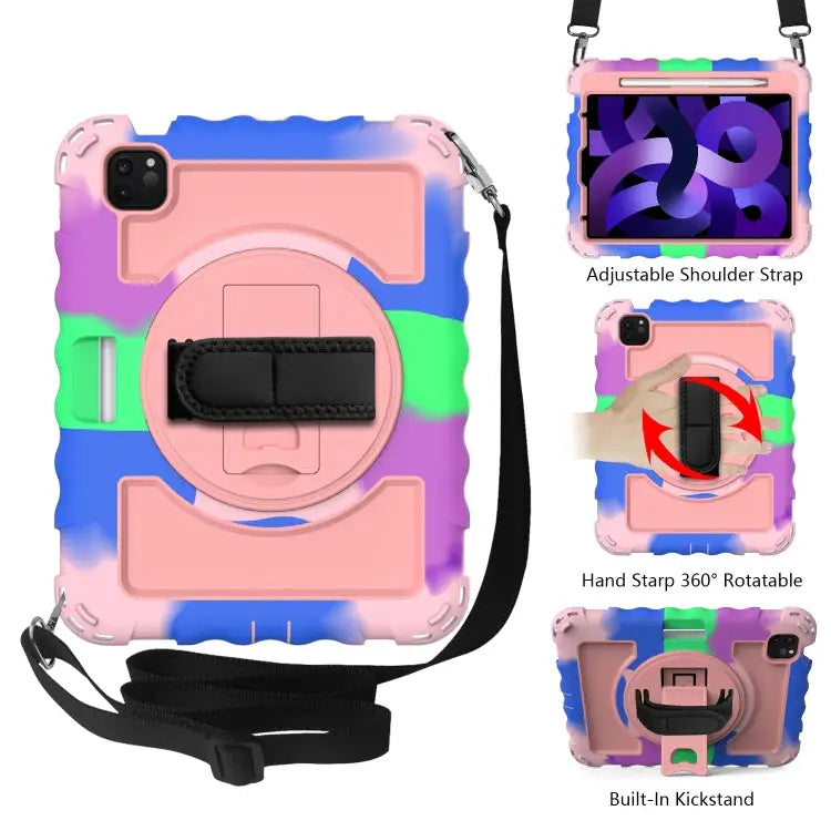 For iPad Air 4 / 10.8 inch (2020) 360 Degree Rotation PC + Silicone Shockproof Combination Case with Holder & Hand Grip