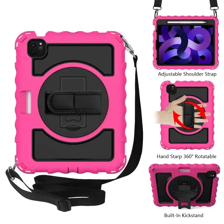 For iPad Air 4 / 10.8 inch (2020) 360 Degree Rotation PC + Silicone Shockproof Combination Case with Holder & Hand Grip