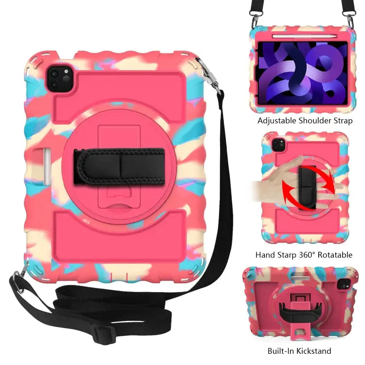 For iPad Air 4 / 10.8 inch (2020) 360 Degree Rotation PC + Silicone Shockproof Combination Case with Holder & Hand Grip