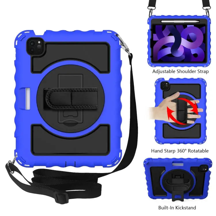 For iPad Air 4 / 10.8 inch (2020) 360 Degree Rotation PC + Silicone Shockproof Combination Case with Holder & Hand Grip