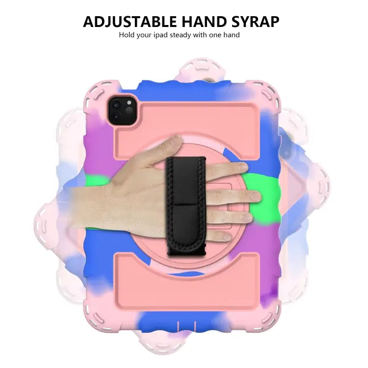 For iPad Air 4 / 10.8 inch (2020) 360 Degree Rotation PC + Silicone Shockproof Combination Case with Holder & Hand Grip