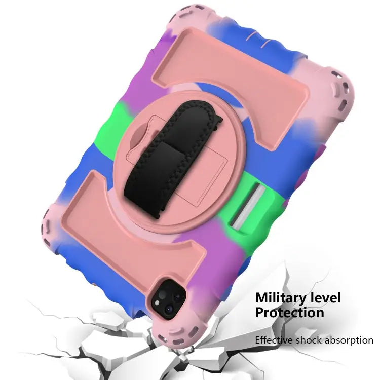 For iPad Air 4 / 10.8 inch (2020) 360 Degree Rotation PC + Silicone Shockproof Combination Case with Holder & Hand Grip
