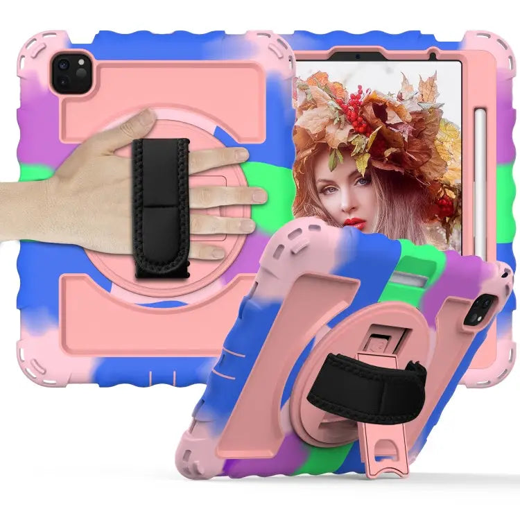 For iPad Air 4 / 10.8 inch (2020) 360 Degree Rotation PC + Silicone Shockproof Combination Case with Holder & Hand Grip
