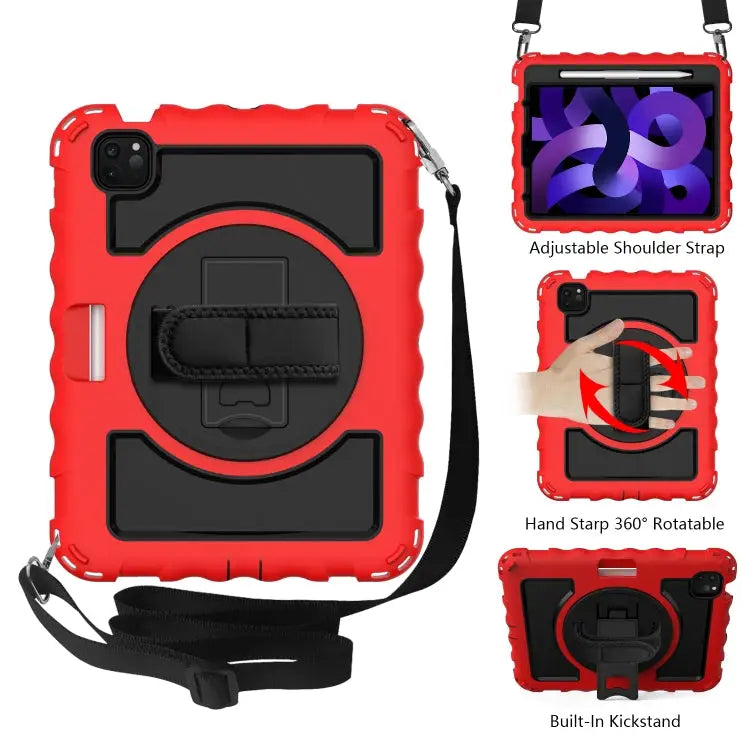 For iPad Air 4 / 10.8 inch (2020) 360 Degree Rotation PC + Silicone Shockproof Combination Case with Holder & Hand Grip