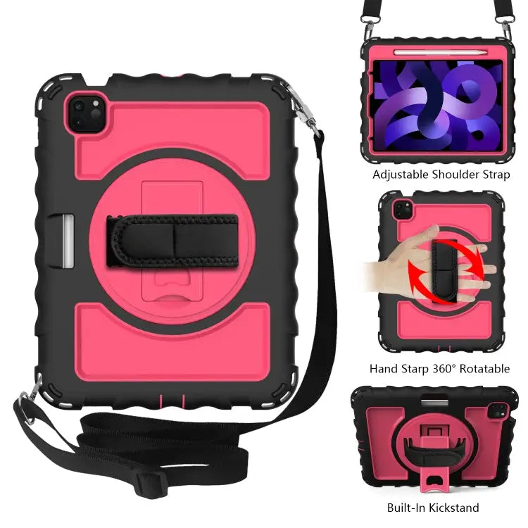 For iPad Air 4 / 10.8 inch (2020) 360 Degree Rotation PC + Silicone Shockproof Combination Case with Holder & Hand Grip