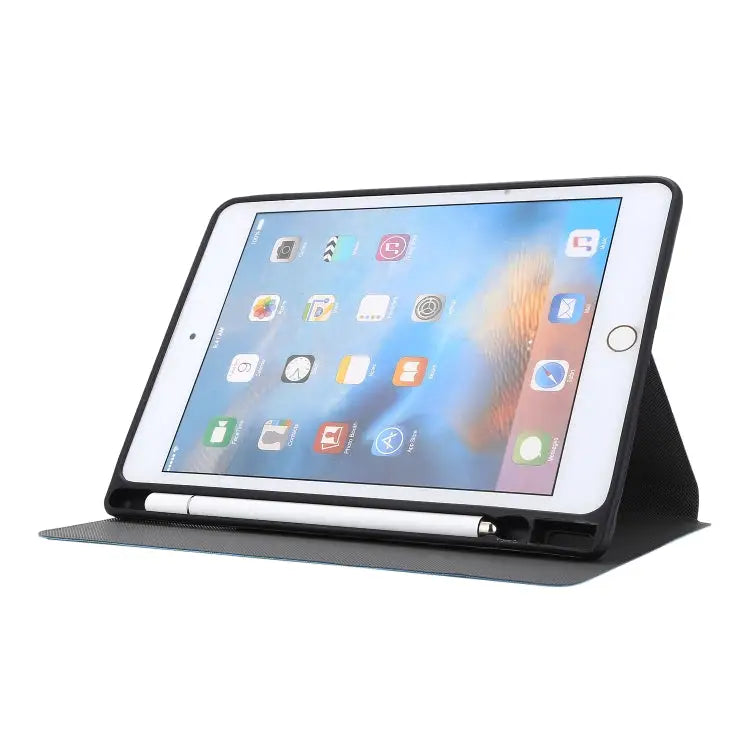 For iPad mini 5 / 4 / 3 / 2 / 1 Electric Pressed Texture Horizontal Flip Leather Case with Holder & Pen Slot - Apple