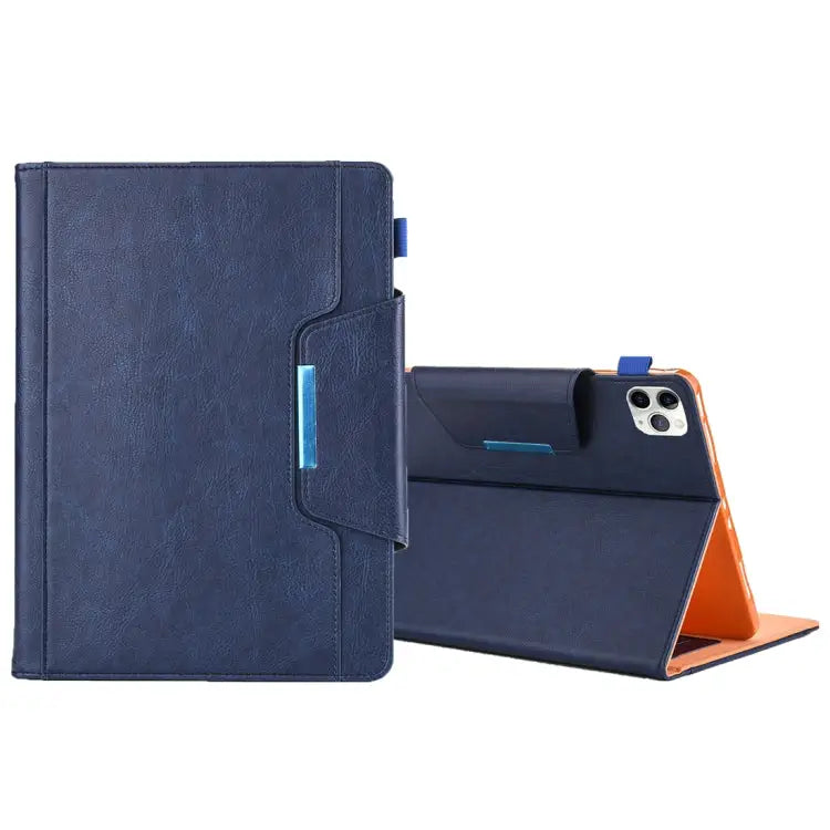 For iPad Pro 11 (2020) & (2018) Big Metal Button Business Tablet PC Protective Leather Case with Bracket & Card Slot &