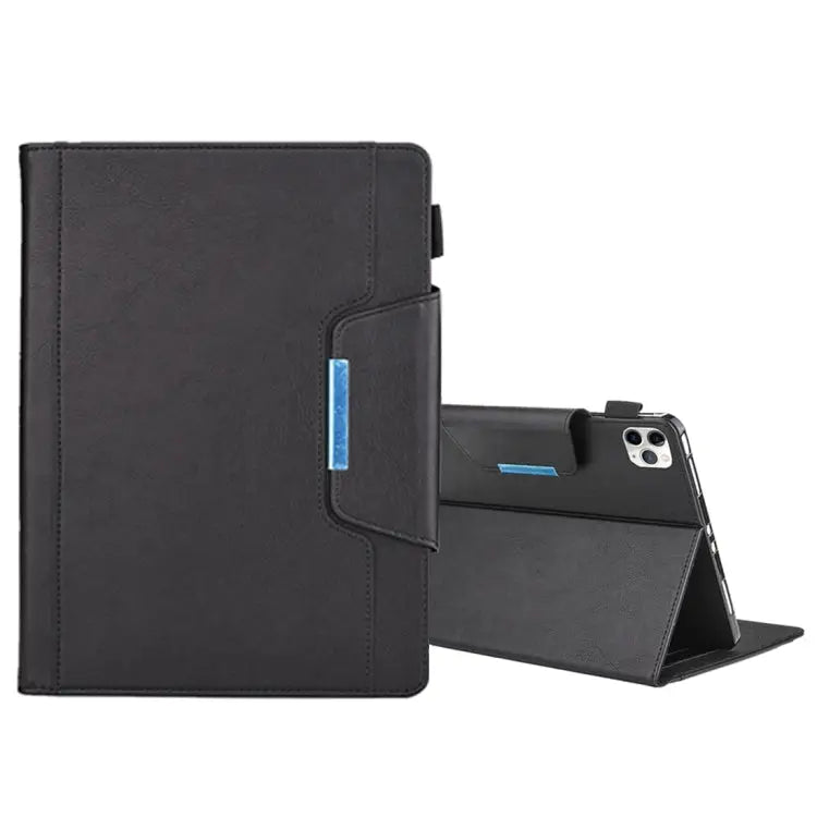 For iPad Pro 11 (2020) & (2018) Big Metal Button Business Tablet PC Protective Leather Case with Bracket & Card Slot &