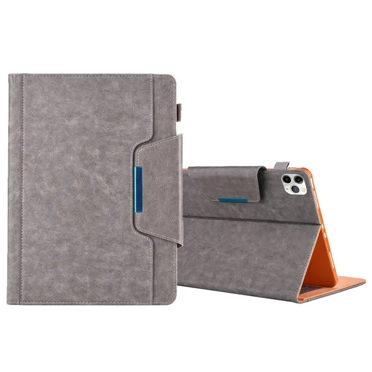 For iPad Pro 11 (2020) & (2018) Big Metal Button Business Tablet PC Protective Leather Case with Bracket & Card Slot &