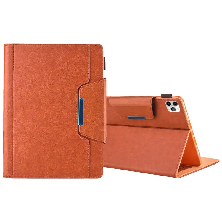 For iPad Pro 11 (2020) & (2018) Big Metal Button Business Tablet PC Protective Leather Case with Bracket & Card Slot &